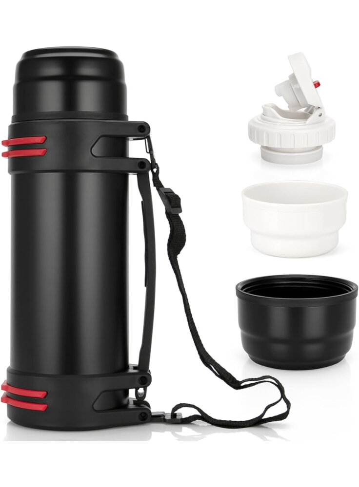 THERMOS con CIOTOLA per l´ACQUA 500 ml ARGENTO/NERO da viaggio