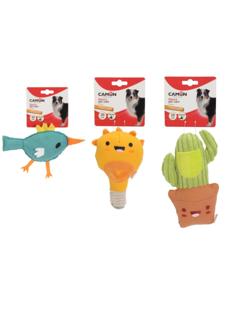 GIOCO CANE - Uccellino, Cactus, Lampadina (3 soggetti) c/Squeaker (AH4013)