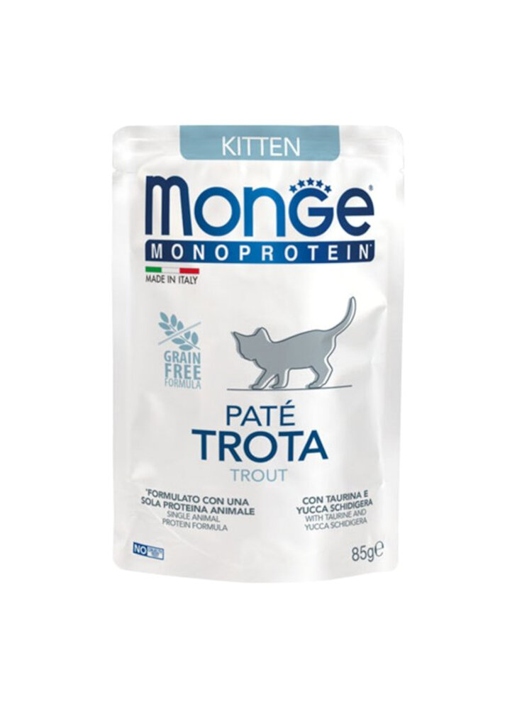 MONGE MONOPROTEIN KITTEN paté trota bustina 85g - gatto