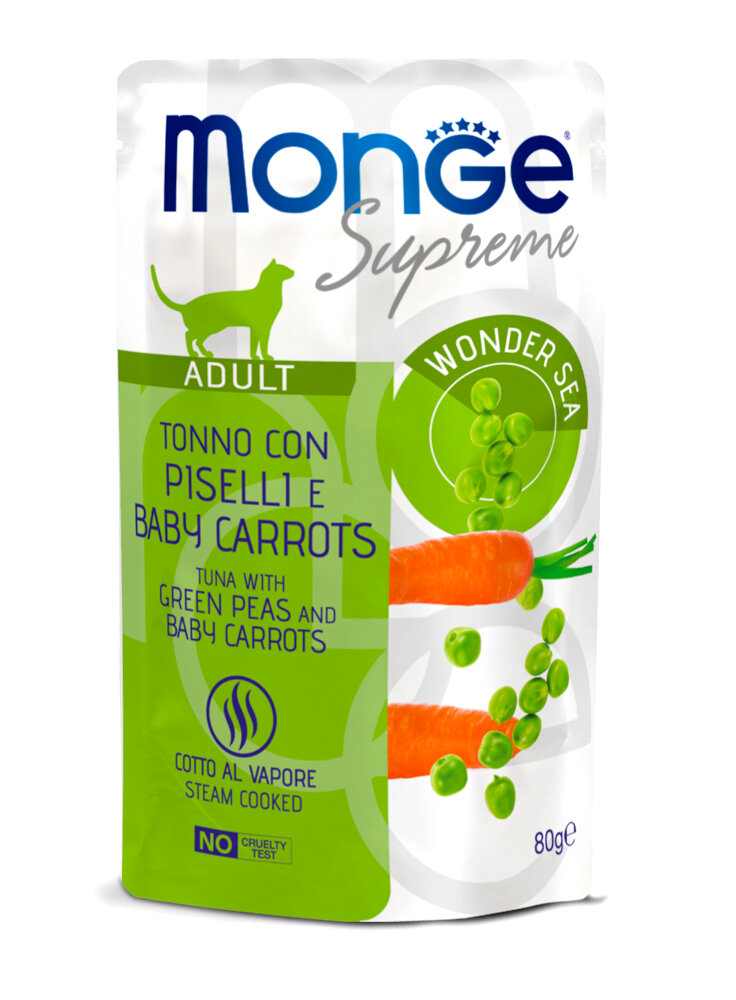 Monge SUPREME ADULT Tonno Piselli Carote buste 80g - gatto