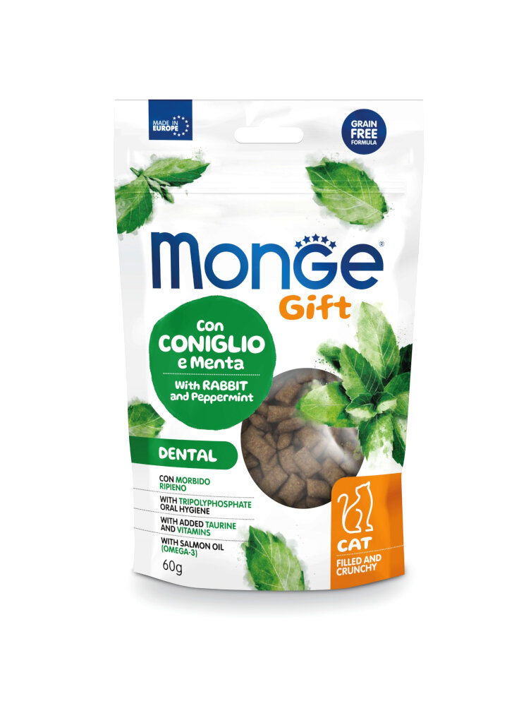 Monge GIFT CRUNCHY Dental Coniglio e menta 60g - gatto