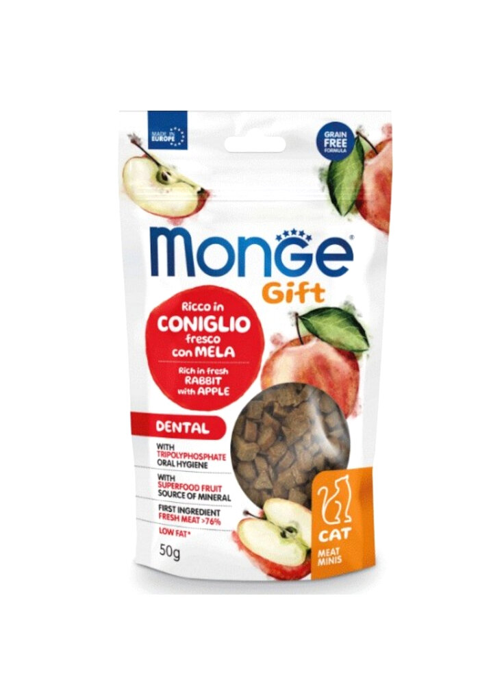 Monge GIFT MEAT MINIS Dental Coniglio e mela 50g - gatto