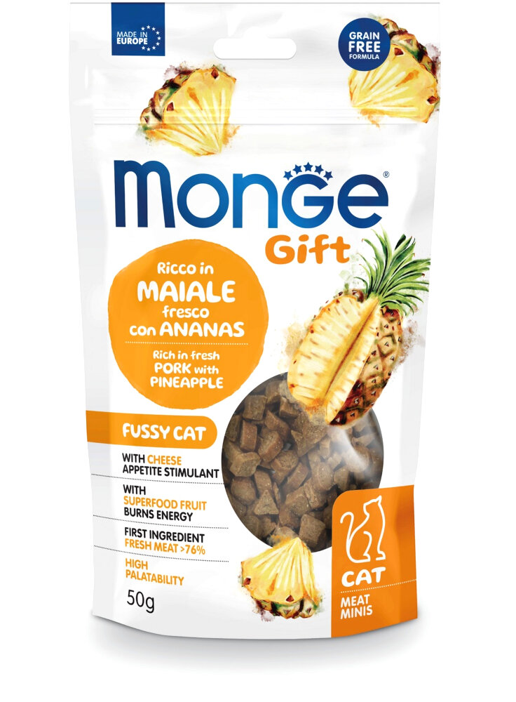 Monge GIFT MEAT MINIS Appetito difficile Maiale e ananas 50g - gatto