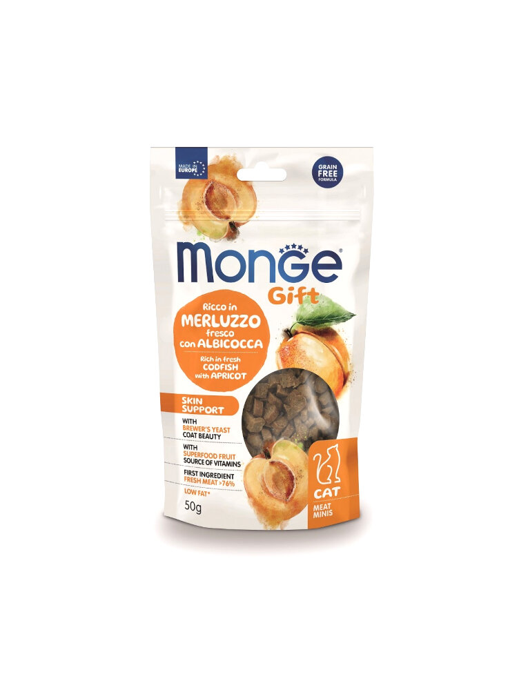 Monge GIFT MEAT MINIS Skin Merluzzo e albicocca 50g - gatto