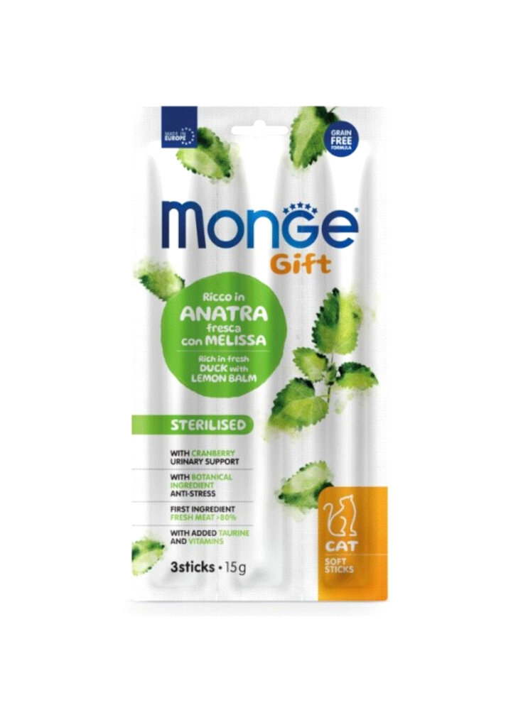 Monge GIFT SOFT STICKS Sterilised Anatra e melissa 15g - gatto