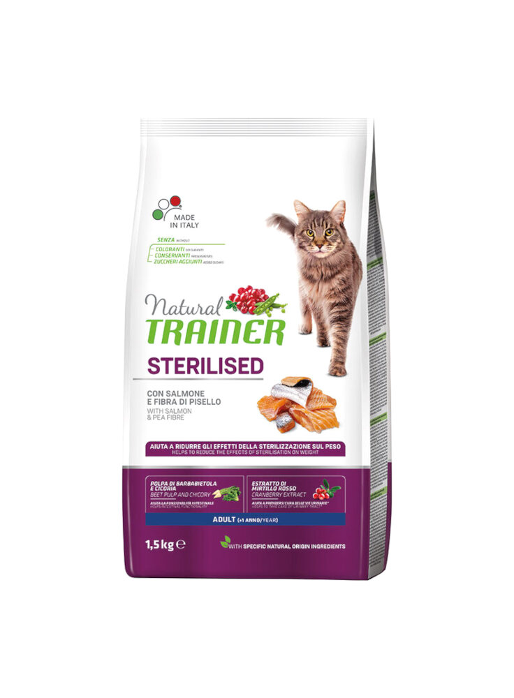 PROMO - TRAINER NATURAL CAT 1,5KG SP. STERILISED SALMONE