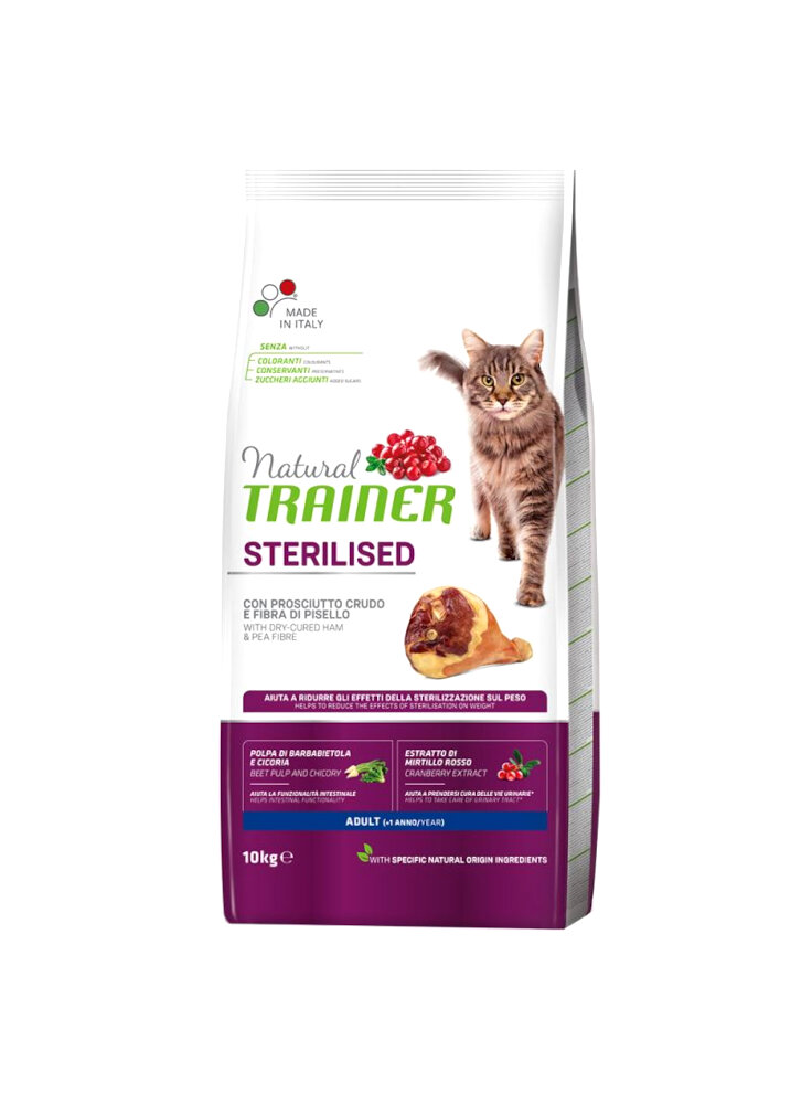 TRAINER NATURAL CAT 10KG SP. STERILISED PROSCIUTTO CRUDO