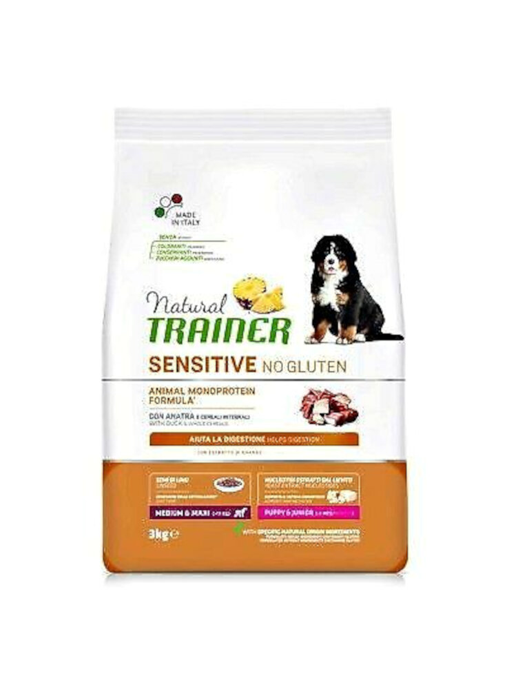 PROMO - TRAINER Natural DOG Puppy & Junior M/M 3Kg Anatra SENSITIVE NO GLUTEN