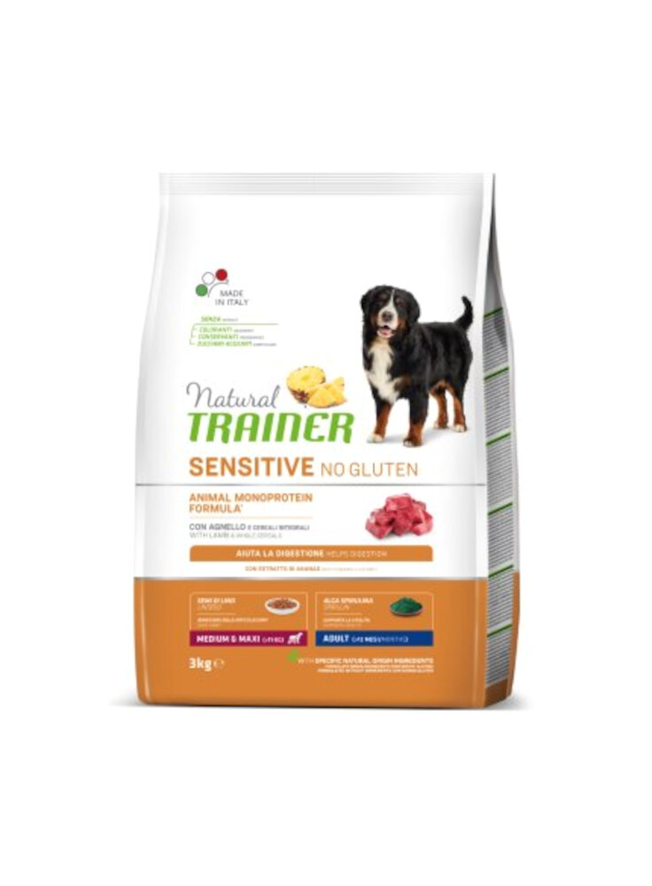 TRAINER Natural DOG M/M 3Kg Agnello SENSITIVE No Gluten - in esaurim.