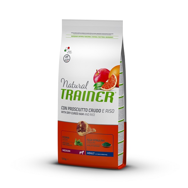 TRAINER Natural DOG Medium PROSCIUTTO CRUDO, RISO e PAPPA REALE 12Kg