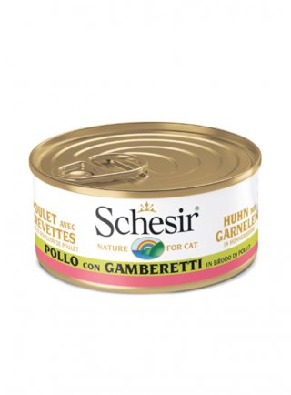 COD.1074545 SCHESIR CAT BRODO FILETTI POLLO E GAMBERETTI 70g