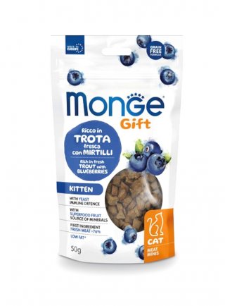 Monge GIFT MEAT MINIS Kitten Trota e mirtilli 50g - gatto