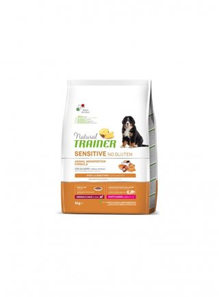 PROMO - TRAINER Natural DOG Puppy & Junior M/M 3Kg Salmone SENSITIVE NO GLUTEN