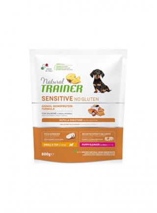 PROMO - TRAINER Natural DOG Puppy & Junior S&T 800g Salmone SENSITIVE NO GLUTEN