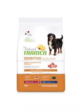 TRAINER Natural DOG M/M MAIALE 3Kg SENSITIVE No Gluten - in esaurim.